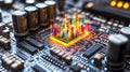 Abstract circuit board with glowing digital data processing Royalty Free Stock Photo
