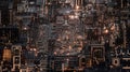Abstract Circuit Board: High-Tech Cityscape, Data Flow And Future Tech, Microchip Architecture Royalty Free Stock Photo