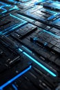 Abstract circuit board pattern, glowing blue lines signifying data flow. Portrait Images Generative AI Royalty Free Stock Photo