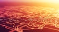 Abstract circuit board pattern with orange and purple gradient light, technology concept Royalty Free Stock Photo