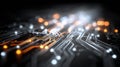 Abstract Circuit Board With Soft Glow Forms a Tech Backdrop for Digital Themes or Creative Projects in Modern Design Royalty Free Stock Photo