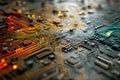 Abstract Circuit Board Transforms Into Brain Shape With Metallic Colors Representing Technology and Intelligence