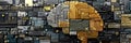 Abstract Circuit Board Transforms Into Brain Shape With Metallic Hues Showcasing the Fusion of Technology and Creativity