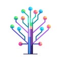 Abstract Circuit Board Tree: A Colorful and Modern Technology Concept Illustration Royalty Free Stock Photo