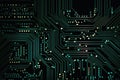 Abstract circuit design of a computer board created with generative AI technology Royalty Free Stock Photo