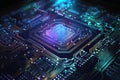 Abstract circuit design of a computer board created with generative AI technology Royalty Free Stock Photo