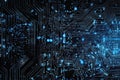 Abstract circuit design of a computer board created with generative AI technology Royalty Free Stock Photo