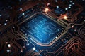 Abstract circuit design of a computer board created with generative AI technology Royalty Free Stock Photo