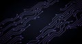 Abstract circuit pattern with interconnected lines and nodes on a dark background. Royalty Free Stock Photo