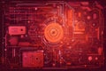 Abstract circuitry design in shades of orange and pink with a retro-futuristic vibe Royalty Free Stock Photo