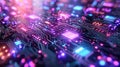 Abstract Circuitry with Glowing Lights