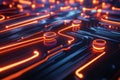 Abstract Circuits Flow Dynamically with Neon Glow Futuristic Tech
