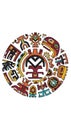 Abstract circular design inspired by Aztec or Mayan art. Features interlocking Royalty Free Stock Photo