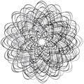 Abstract circular element with random, irregular lines. Concentr