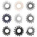 Abstract circular frames. Star shaped patterns. Symmetric geometric rings. Vector art Royalty Free Stock Photo