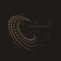 Abstract circular halftone dots form in gold, black color background. Logo design. Vector illustration. Royalty Free Stock Photo