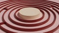 Abstract Circular Maze with Central Platform and Red Walls Royalty Free Stock Photo