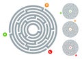 Abstract Circular Maze Labyrinth With An Entry And An Exit A Flat Illustration On A White Background A Puzzle For Logical Thinking