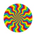 Abstract circular pattern of multicolored wavy line