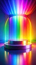 Abstract Circular Platform Glowing with Rainbow Light Spectrum and Vibrant Color Royalty Free Stock Photo