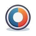 Abstract circular progress graphic with blue and orange section displaying half and half proportions, vector Royalty Free Stock Photo