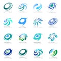 Abstract circular rotation and spiral icons. Design elements set Royalty Free Stock Photo