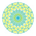 Abstract circular shapes. Mandalas with blue and yellow color. Floral ornaments Royalty Free Stock Photo