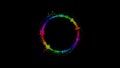 Abstract circular spinning spectral wave design on black background vibrating spectrum waveform music futuristic animation