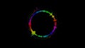 Abstract circular spinning spectral wave design on black background vibrating spectrum waveform music futuristic animation
