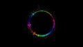 Abstract circular spinning spectral wave design on black background vibrating spectrum waveform audio music futuristic animation