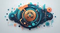 Abstract Circular Tech Design with Connected Data Visualization Royalty Free Stock Photo