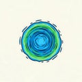Abstract Circular Vortex of Blue and Green Colors on a White Surface Royalty Free Stock Photo
