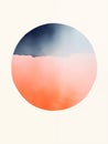 Abstract circular watercolor design with a gradient from deep blue to vibrant orange, suggesting a dynamic and colorful