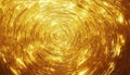 Abstract Circular Yellow Pattern With Gold Glitter Texture Backdrop And Explosion Of Golden Confetti In Pop Art Style. Royalty Free Stock Photo
