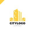 Abstract city building logo design concept. Symbol icon of residential, apartment and city landscape. Royalty Free Stock Photo