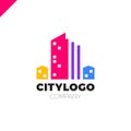 Abstract city building logo design concept. Symbol icon of residential, apartment and city landscape. Royalty Free Stock Photo