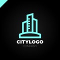 Abstract city building logo design concept. Symbol icon of residential, apartment and city landscape. Royalty Free Stock Photo