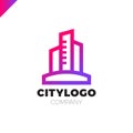 Abstract city building logo design concept. Symbol icon of residential, apartment and city landscape. Royalty Free Stock Photo