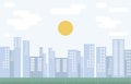 Modern city skyline flat panoramic vector background.