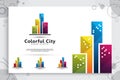 Abstract city building vector logo design with colorful concept , Symbol icon of residential, apartment and city landscape for Royalty Free Stock Photo