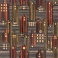 Abstract city buildings - seamless background - Ebony wood texture