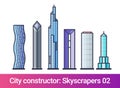 City constructor flat line. Skyscrapers