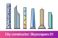 City constructor flat line. Skyscrapers