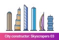 City constructor flat line. Skyscrapers