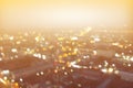 Abstract city lights blur blinking background. Soft focus horizontal long banner. Bokeh sparkles colorful defocused on dark Royalty Free Stock Photo