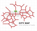 Abstract city map - town streets on the plan. Traffic urban background. Linear road scheme. Vector Royalty Free Stock Photo