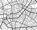 Abstract city navigation map with lines and streets. Vector black and white urban planning scheme