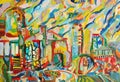 Abstract city oil painted picture Royalty Free Stock Photo