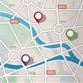 Abstract City road map with GPS Icons. Royalty Free Stock Photo