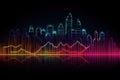 an illustration of a city skyline in neon colors. Generative AI Royalty Free Stock Photo